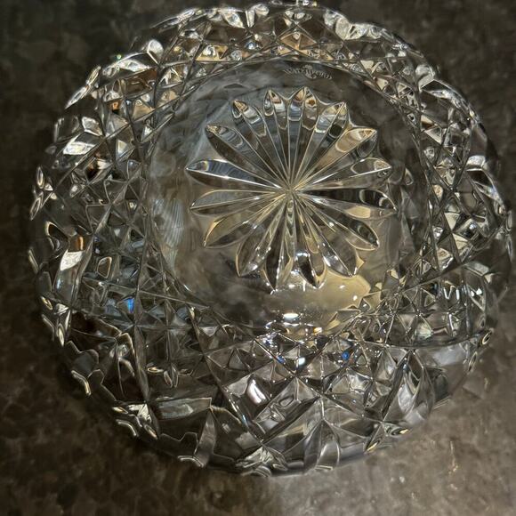 Waterford Crystal Lismore 5” Bowl Signed Seahorse Mark Ireland Cut Diamond Fan - Picture 4 of 6